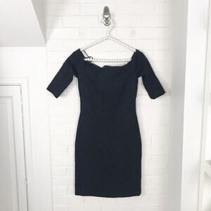 NWT Nicole Miller Collection Off The Shoulder Black Shimmer Dress SAMPLE